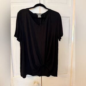 Black V-Neck Twist Front Top